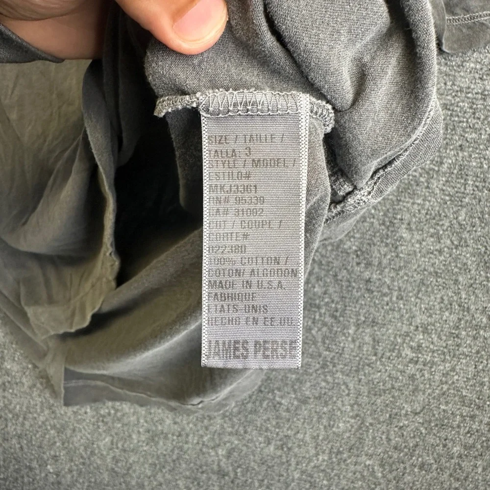 James Perse Standard V-Neck T-Shirt Mens 3 Gray Short Sleeve Cotton Basic Tee